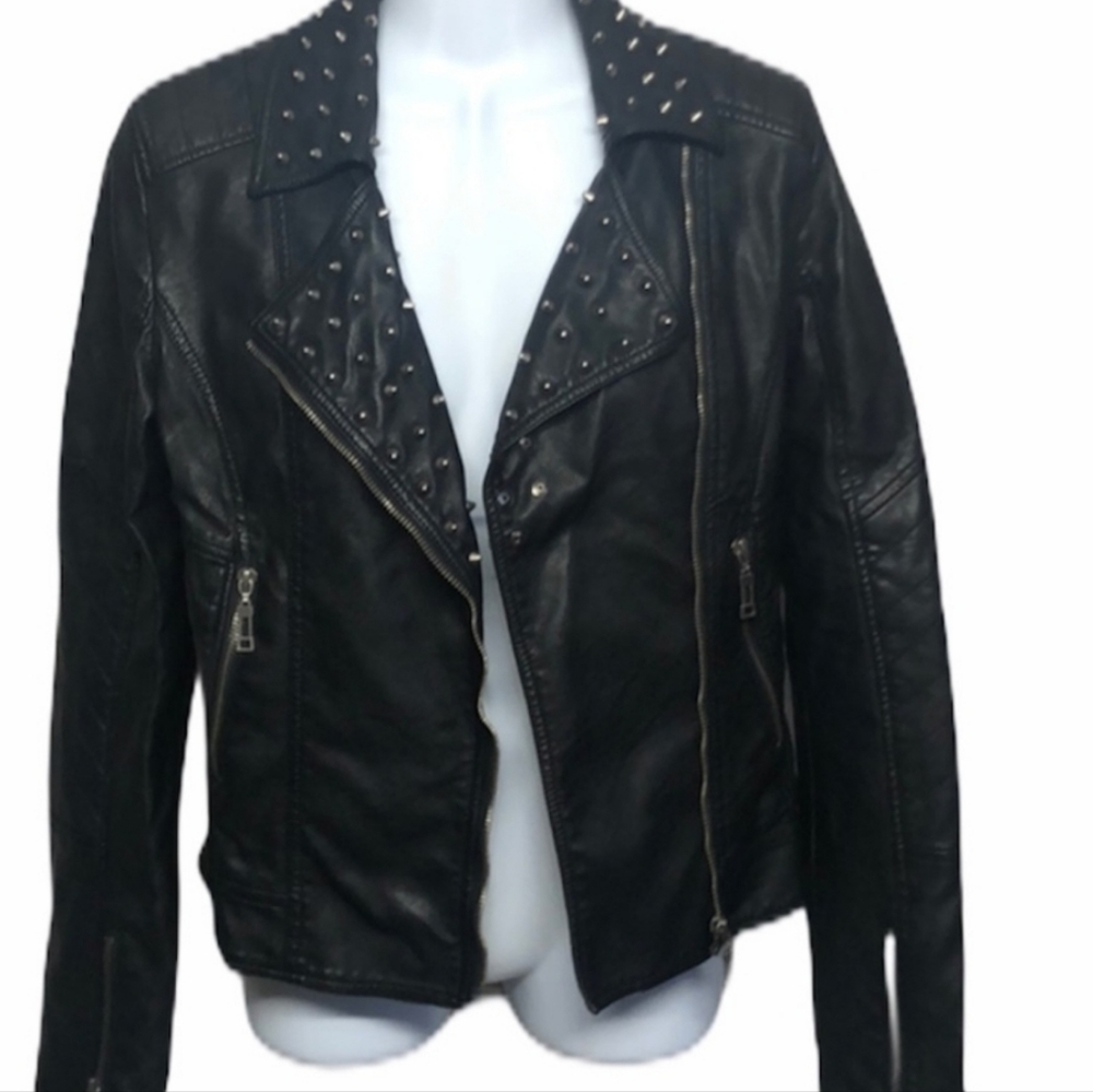 Studded Black Faux Leather Jacket